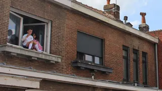 Children watching the conclusion to Paris-Roubaix