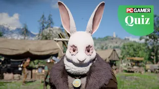 Kliff wearing a silly rabbit hat in Crimson Desert.