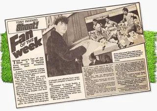 A photograph of football groundhopper Tony Incenzo featured in Shoot magazine in 1983