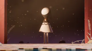 A character looking up to the sunlight.