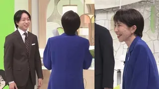 日本首相高市早苗與節目主播、日本國民偶像櫻井翔的一段互動，意外成為網路熱議焦點（翻攝自日本電視台YT）