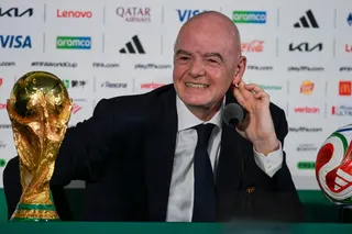 Fifa President Gianni Infantino gestures during a press conference with the World Cup trophy on the eve of the opening match of the 2026 World Cup football tournament at Mexico city stadium in Mexico City on June 10, 2026. — AFP pic