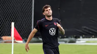 Christian Pulisic participating in a training session at Great Sports Park in Irvine, California
